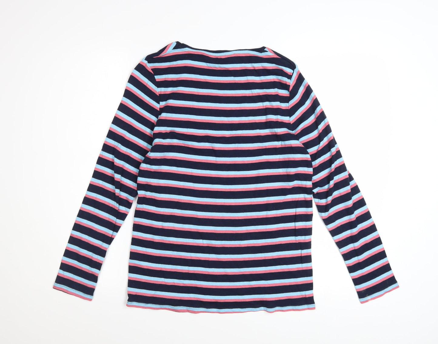 Marks and Spencer Women's Multicoloured Striped Cotton Long Sleeve T-Shirt Size 16