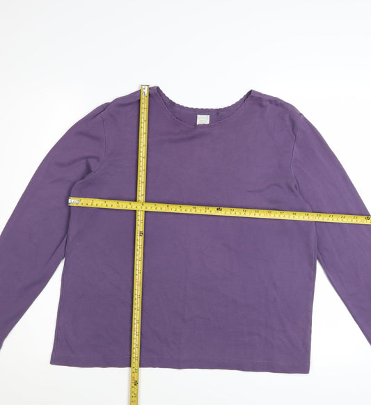 Lands' End Women's Purple Long Sleeve Cotton Basic T-Shirt Size M