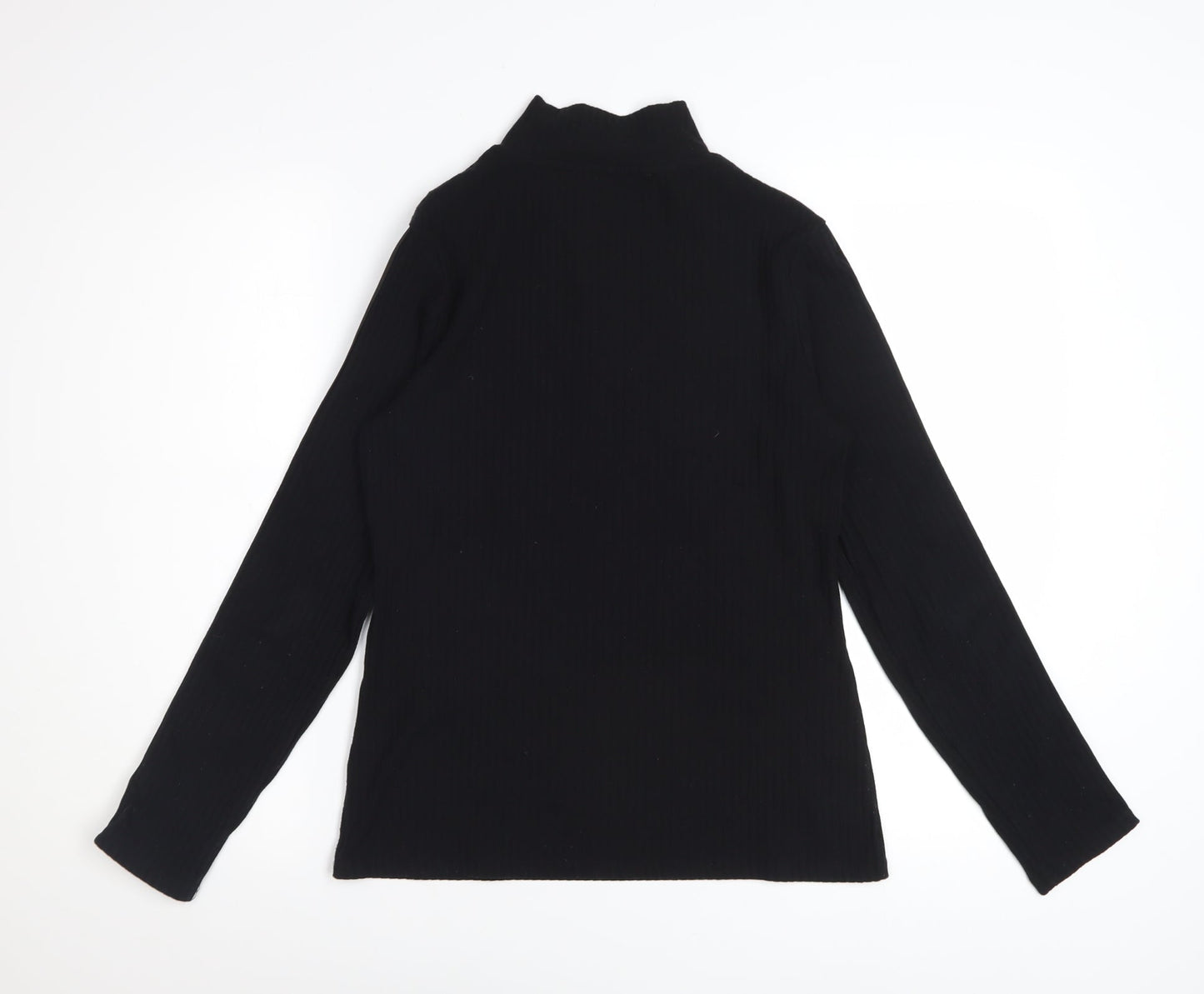 Marks and Spencer Womens Black High Neck Zip Long Sleeve Top Size 10