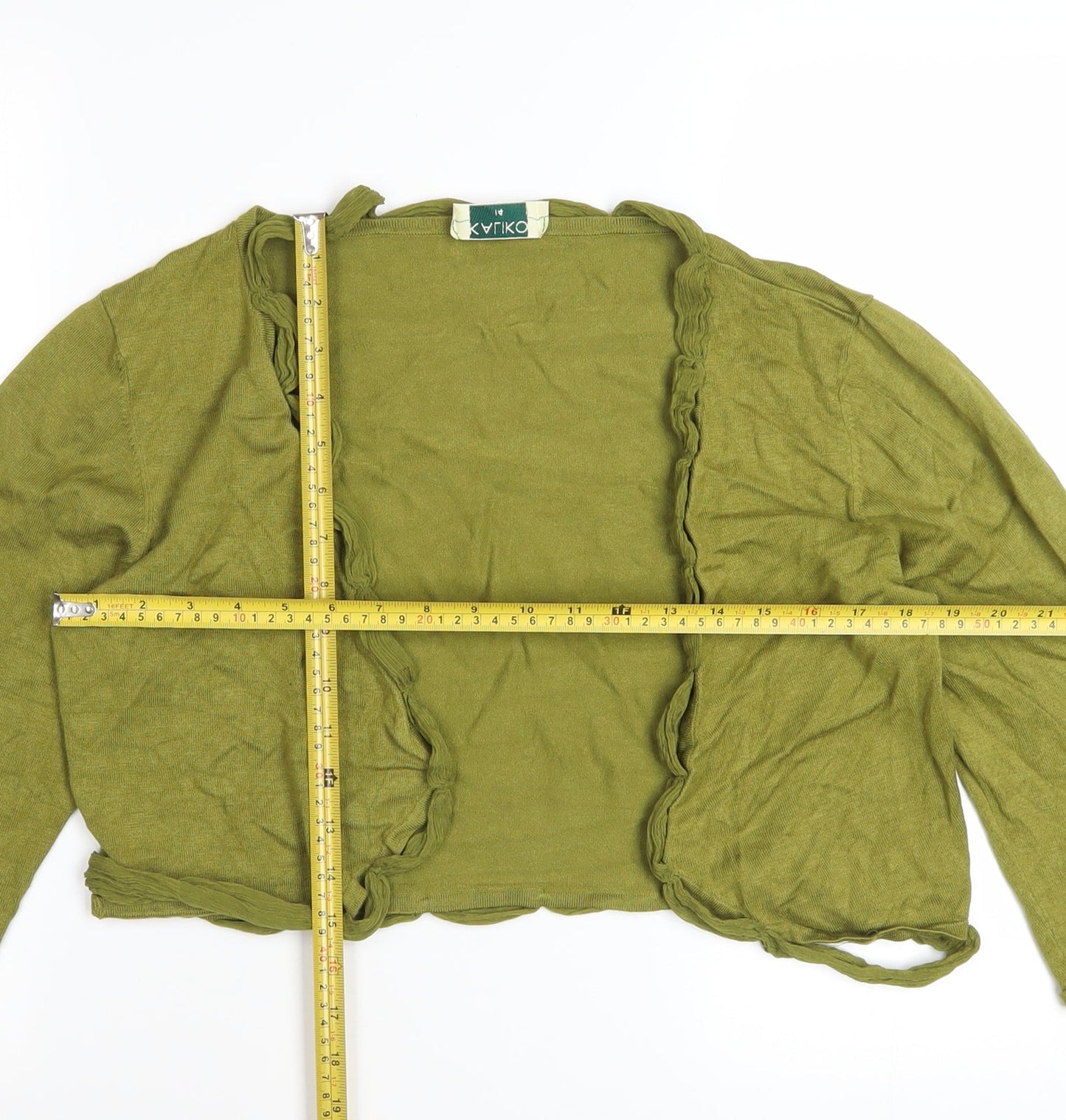 Kaliko Womens Green Long Sleeve Open Knit Cardigan Size 14