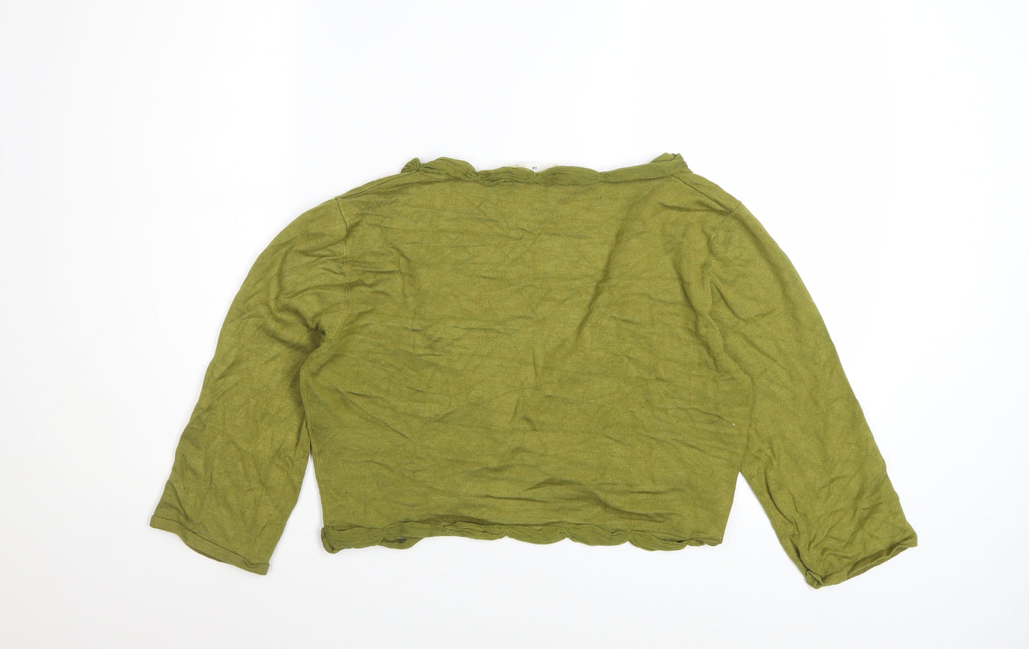 Kaliko Womens Green Long Sleeve Open Knit Cardigan Size 14