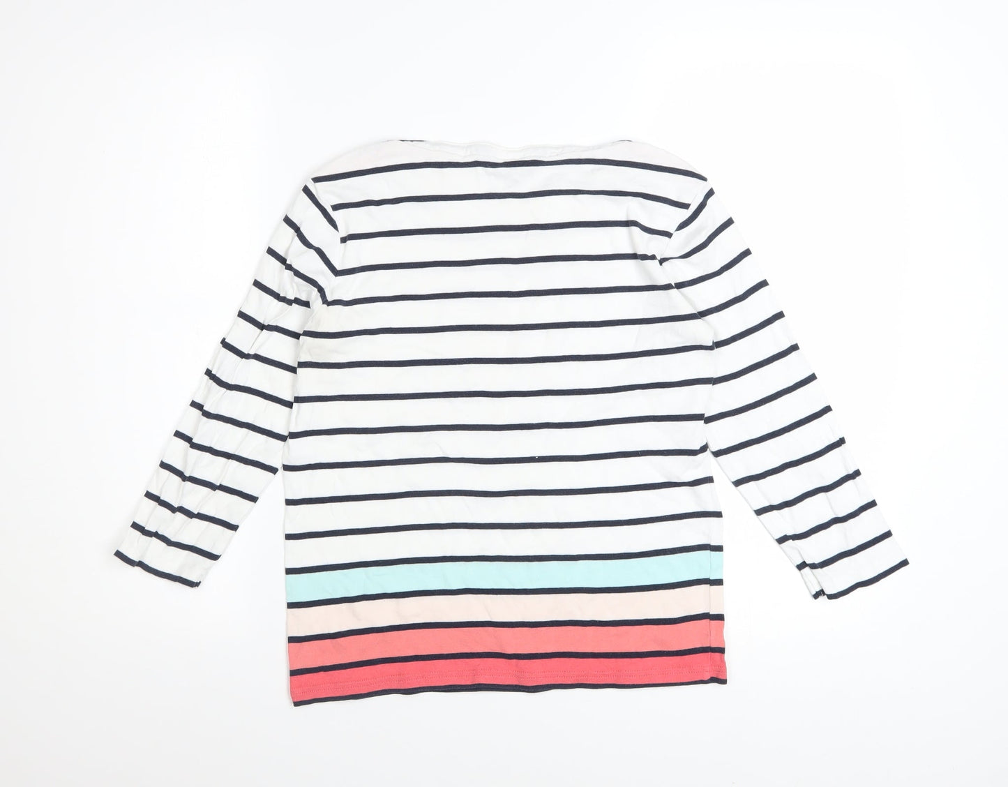 Maine New England Womens Multicoloured Striped 3/4 Sleeve Cotton Top Size 12