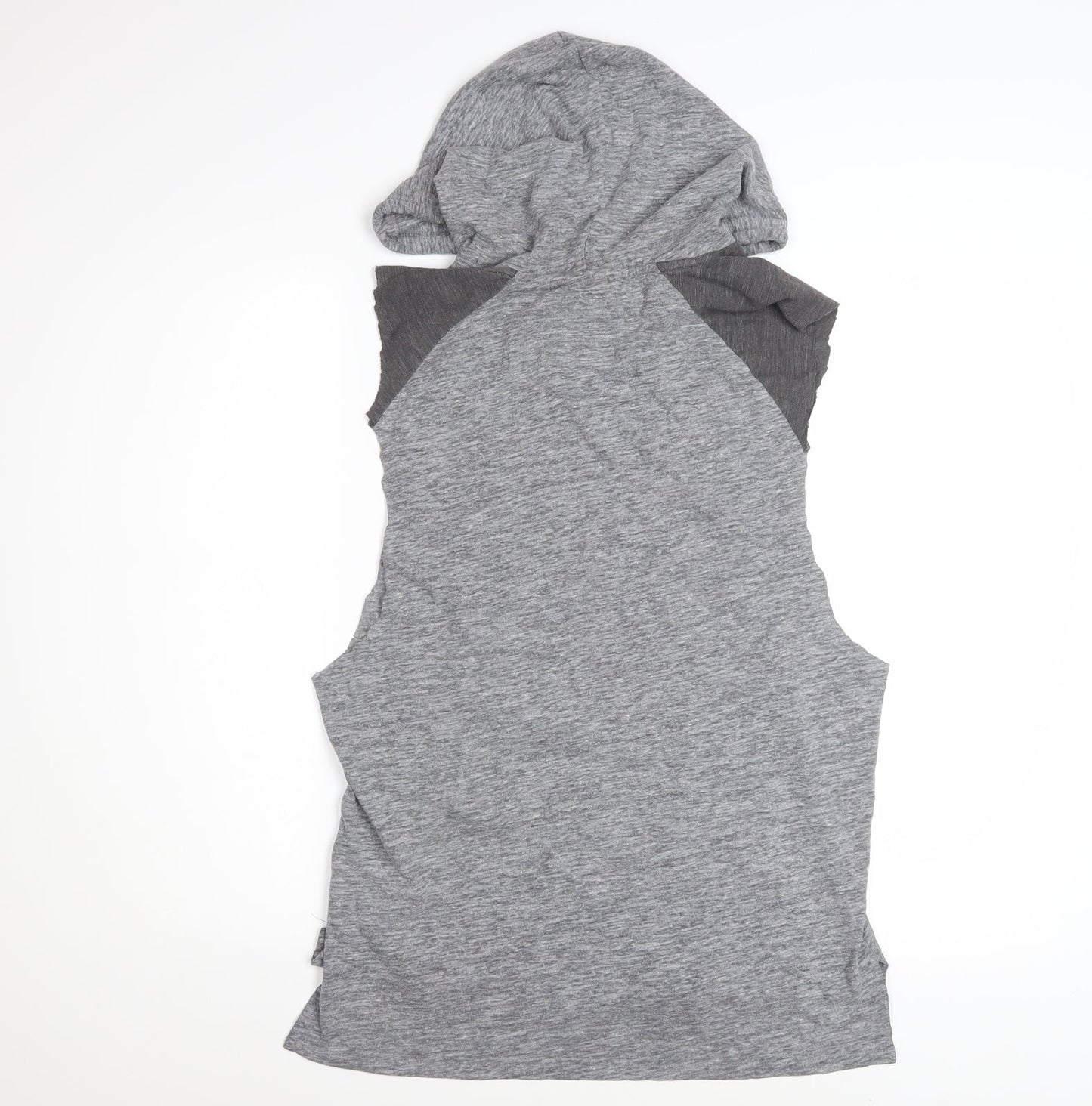 Hollister Men's Grey Sleeveless Hoodie Vest S Hooded Gym Top