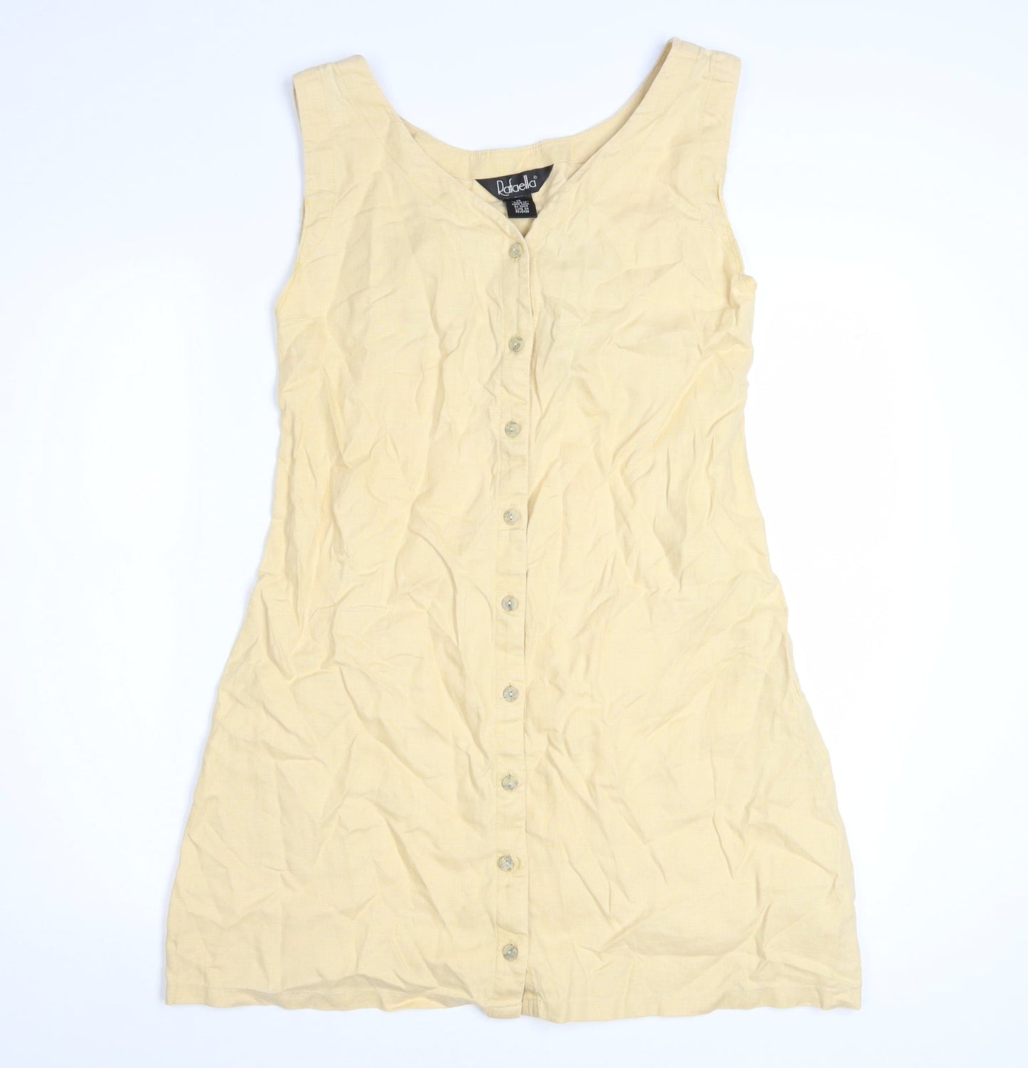 Rafaella Women's Beige Linen Sleeveless Button Shift Dress Size 12