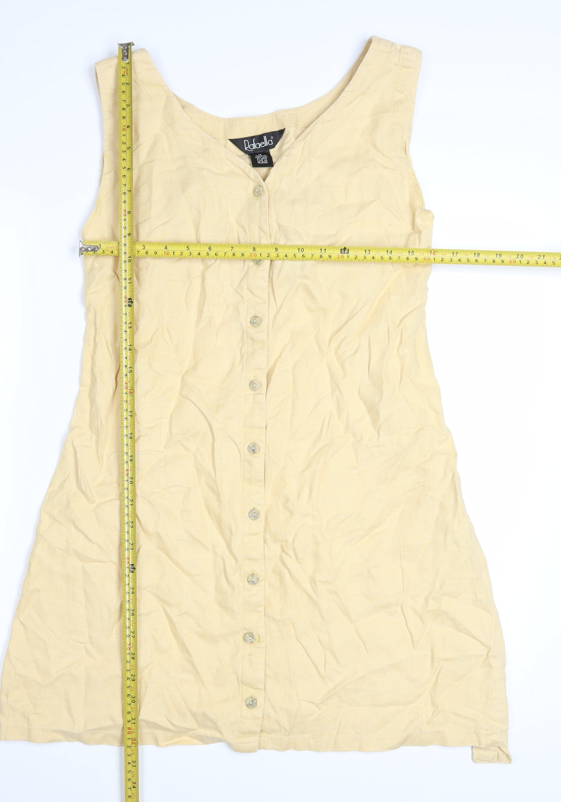 Rafaella Women's Beige Linen Sleeveless Button Shift Dress Size 12