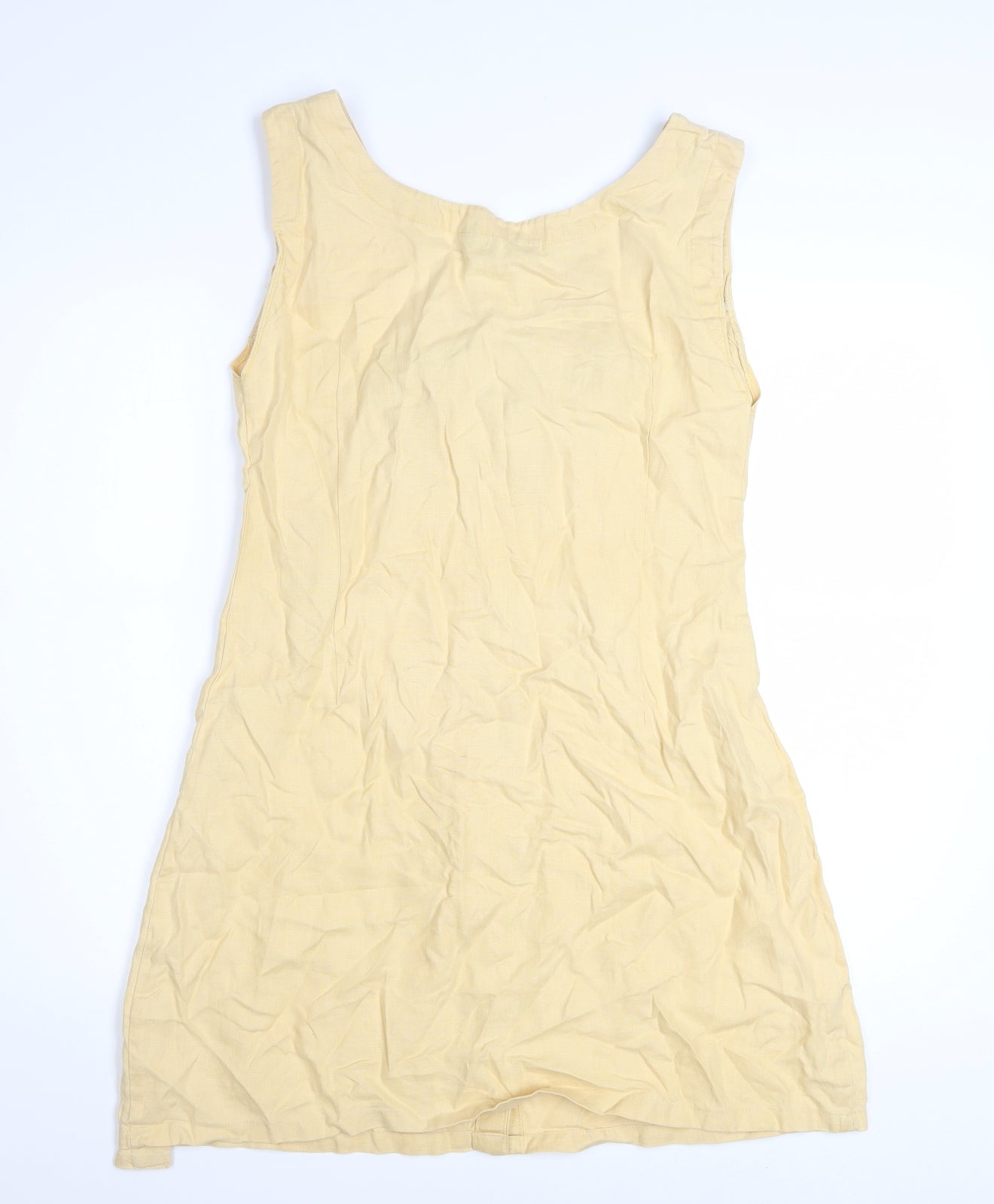 Rafaella Women's Beige Linen Sleeveless Button Shift Dress Size 12