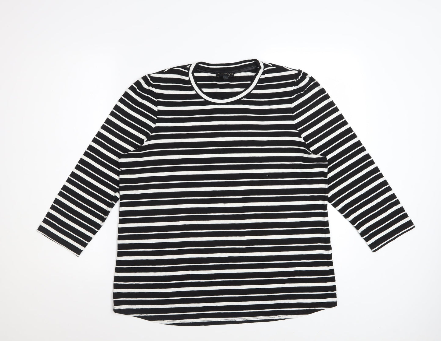 Phase Eight Women’s Black White Striped 3/4 Sleeve Jersey Top UK 18