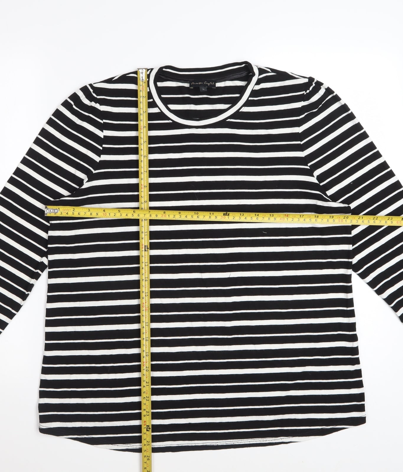 Phase Eight Women’s Black White Striped 3/4 Sleeve Jersey Top UK 18