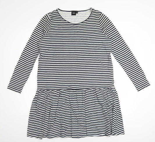 ASOS Women's Black White Striped Drop Waist Jersey Dress Size 10