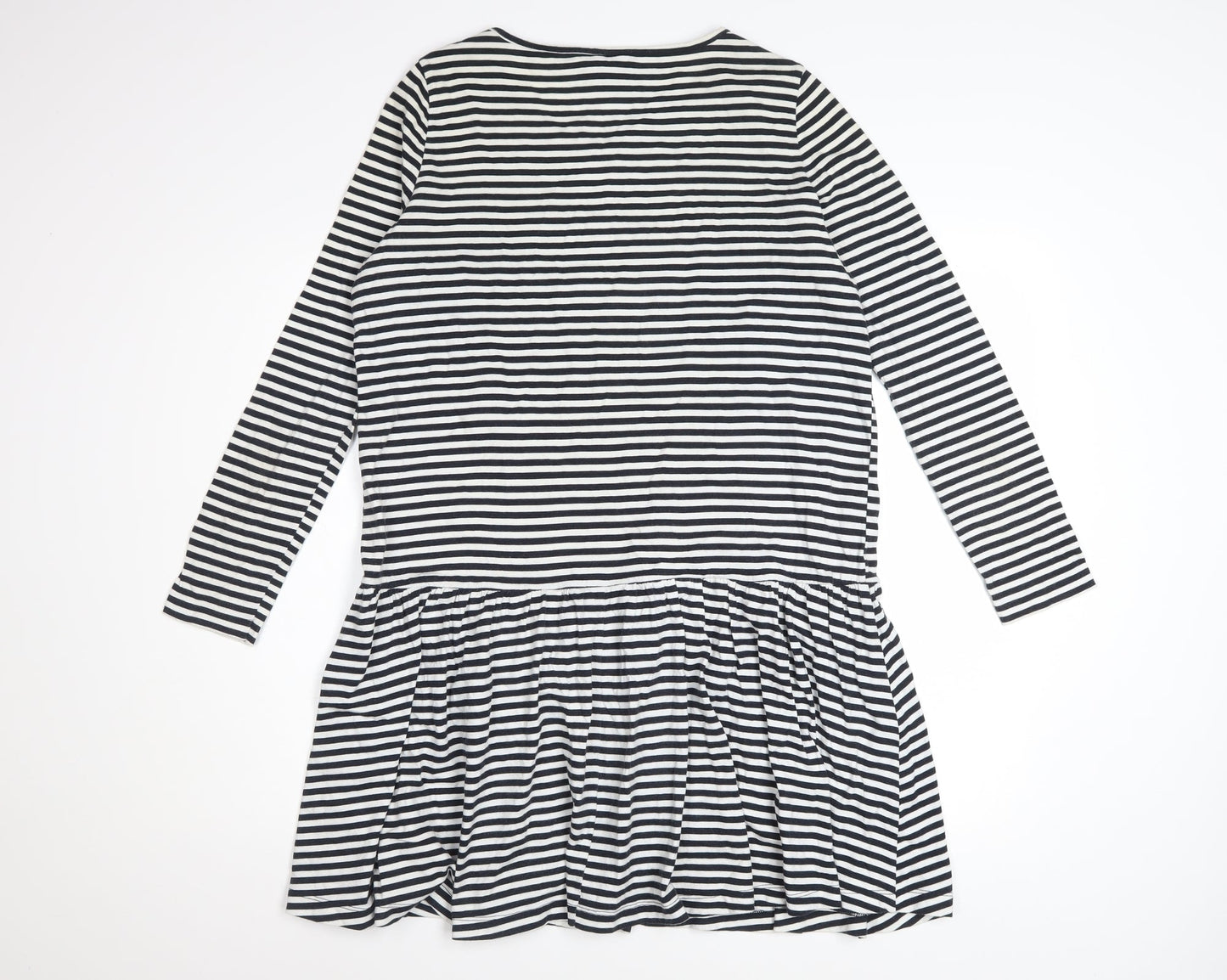 ASOS Women's Black White Striped Drop Waist Jersey Dress Size 10