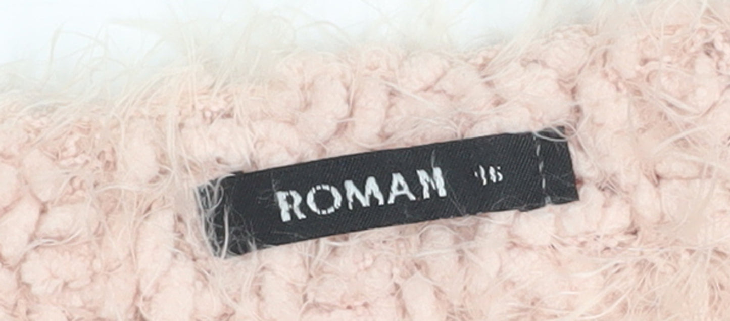 Roman Women’s Pink Chunky Knit Open Cardigan Size 16