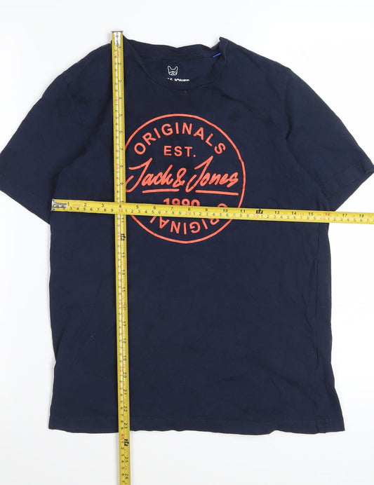 Jack & Jones Boys Blue Logo Print Cotton T-Shirt 14 Years