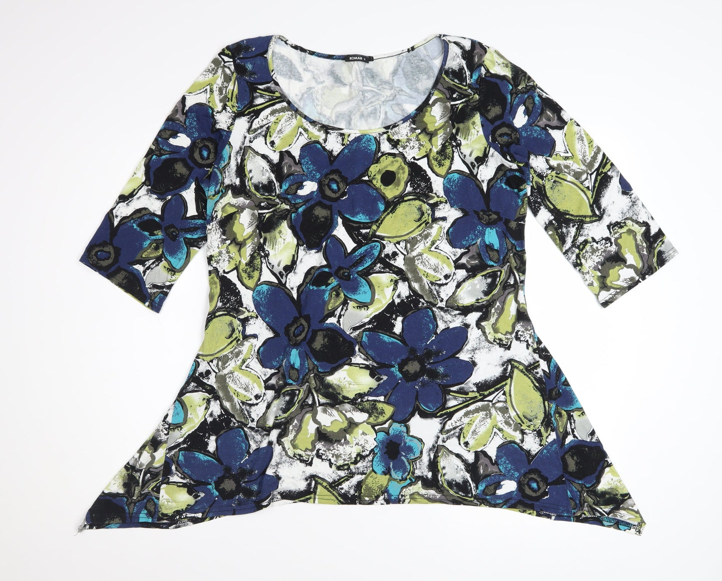 Roman Women’s Multicoloured Floral Tunic Top Size 16 3/4 Sleeve