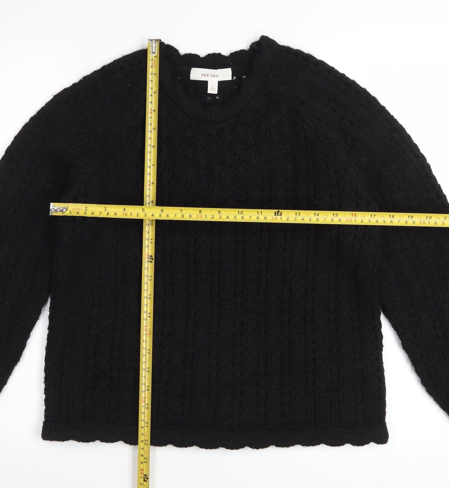 Marks and Spencer Per Una Women's Black Cable-Knit Wool Blend Jumper S