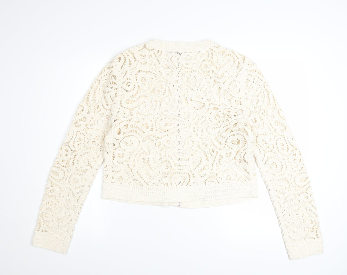 Marks and Spencer Women Ivory Crochet Zip Cardigan S