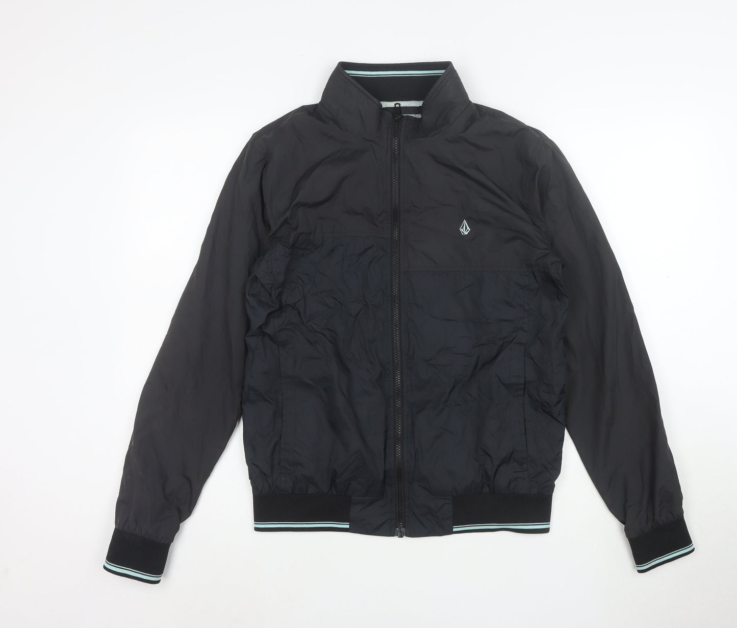Volcom Men's Black Polyester Bomber Jacket Size S Lined Lightweight