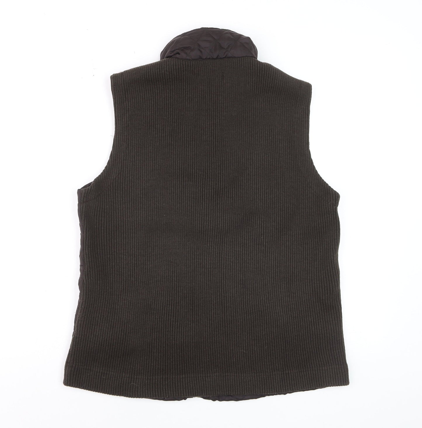 Dash Womens Brown Quilted Waistcoat Gilet Size 12 Zip Pockets