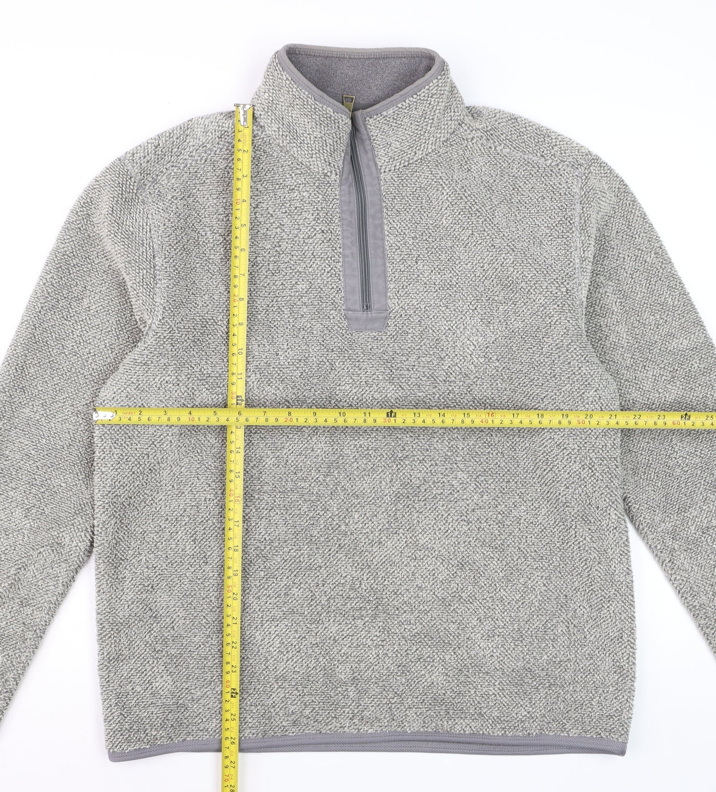 Marks and Spencer Mens Grey Fleece 1/4 Zip Pullover Sweatshirt Medium