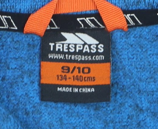 Trespass Boys Blue Fleece Full Zip Jacket Size 9-10 Years Outdoor Hiking