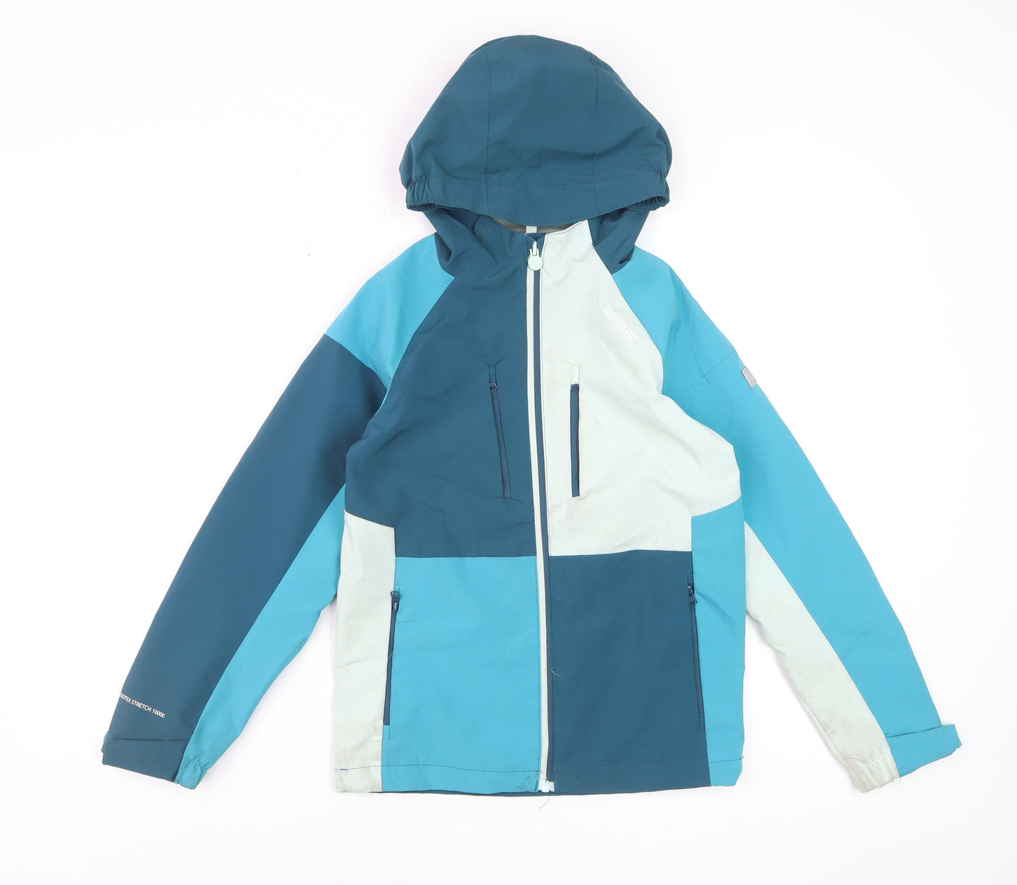 Regatta Boys Blue Waterproof Hooded Rain Coat Jacket 9-10 Years