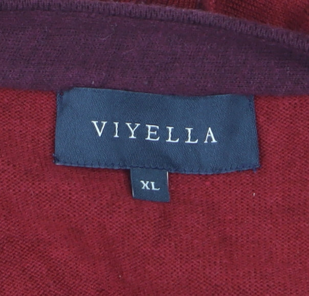 Viyella Women's Red Knit Cardigan XL Long Sleeve Open Front