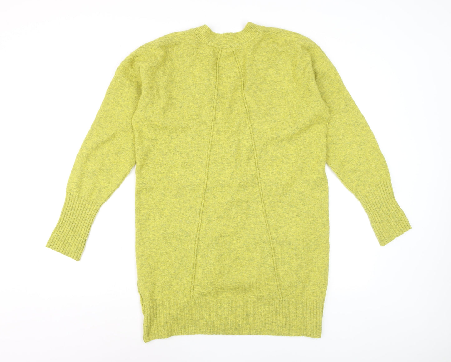 White Stuff Women’s Green Merino Wool Blend V-Neck Long Cardigan Size 12