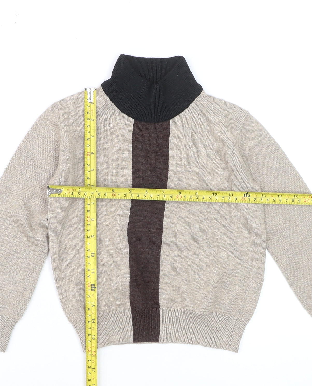 Harper James Boys Beige Roll Neck Jumper Size 7 Wool Blend Winter Knit
