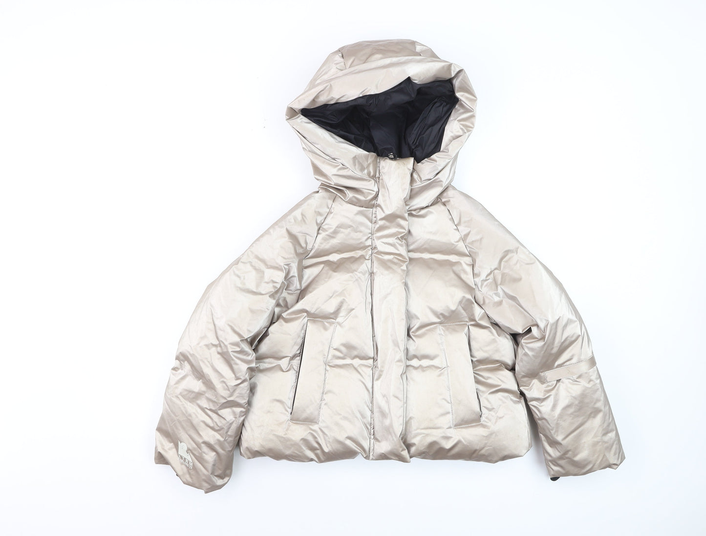 Zara Girls Beige Hooded Ski Puffer Jacket 8-9 Years Waterproof Down