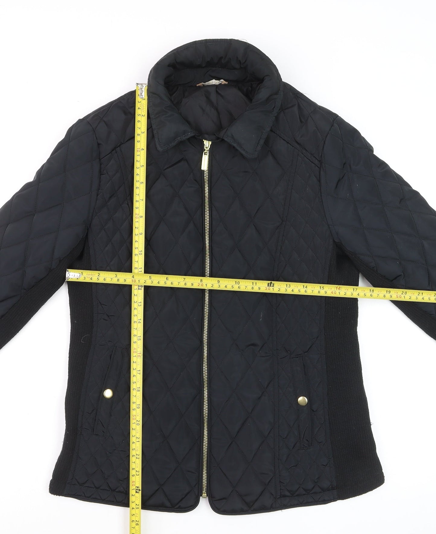 Avenue Women's Black Quilted Mid-Length Jacket Size 12