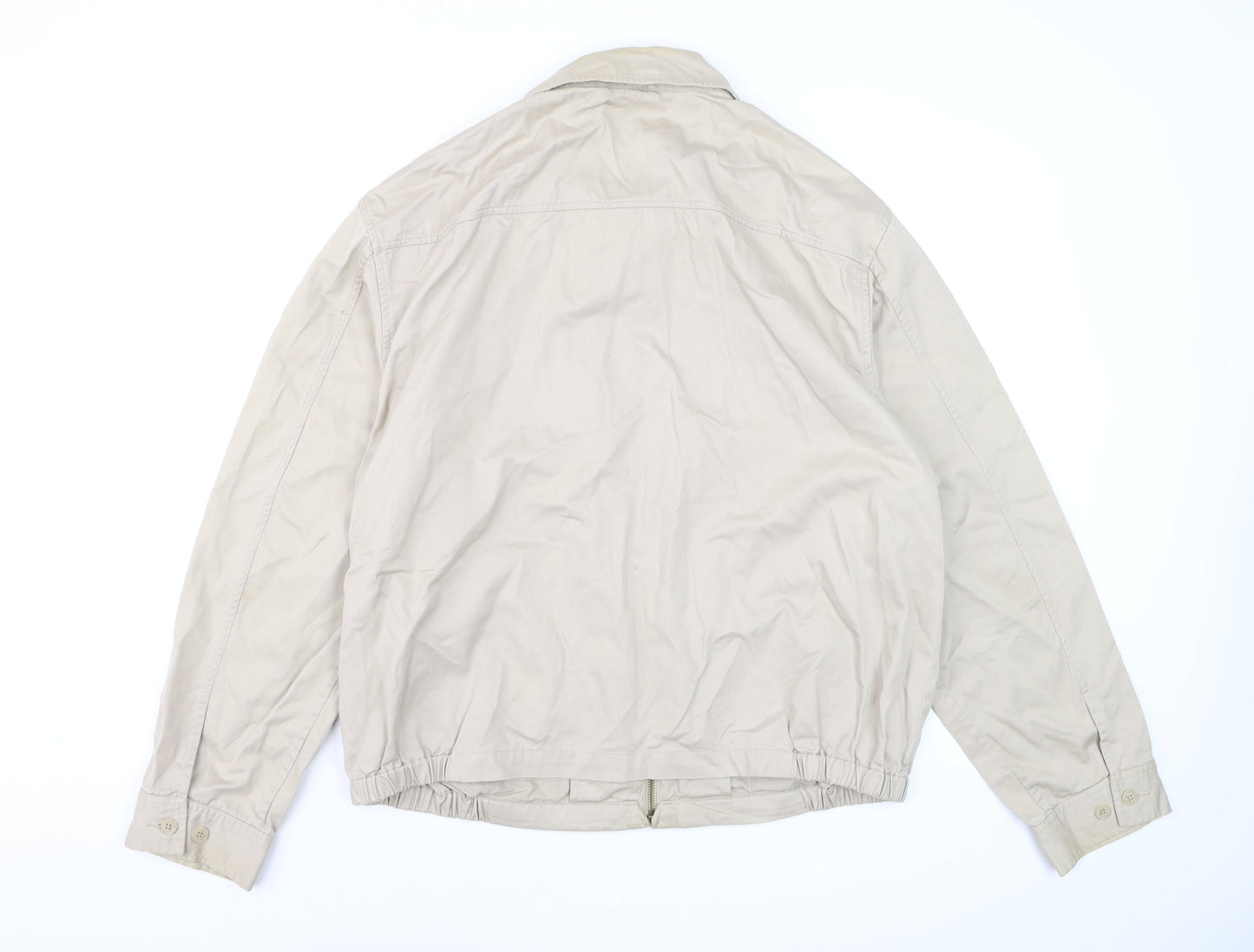 Gant Men Beige Cotton Basic Jacket L Full Zip Casual Outerwear