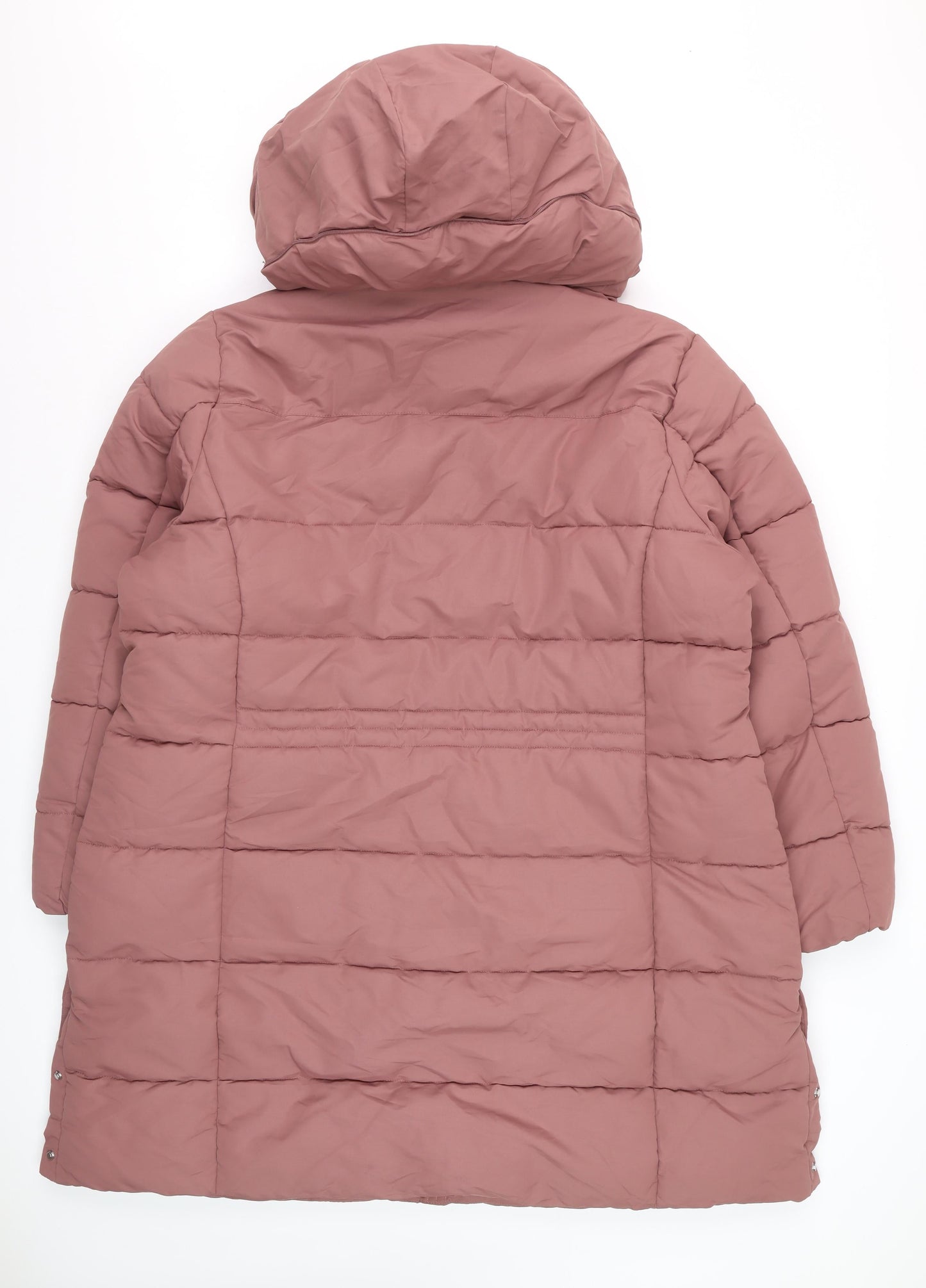 Next Women’s Pink Long Puffer Coat Size 22 Hooded Winter Jacket