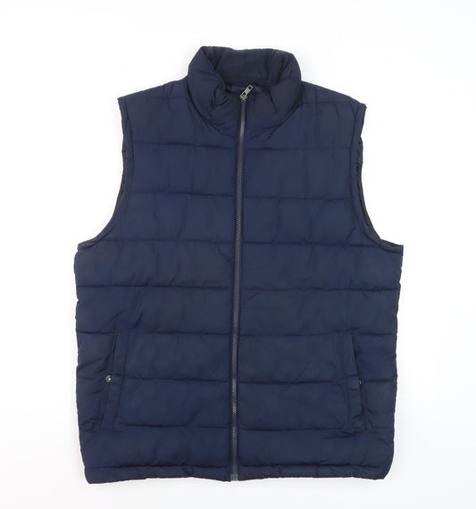 Gap Men's Blue Puffer Waistcoat Gilet M Full Zip Quilted Vest