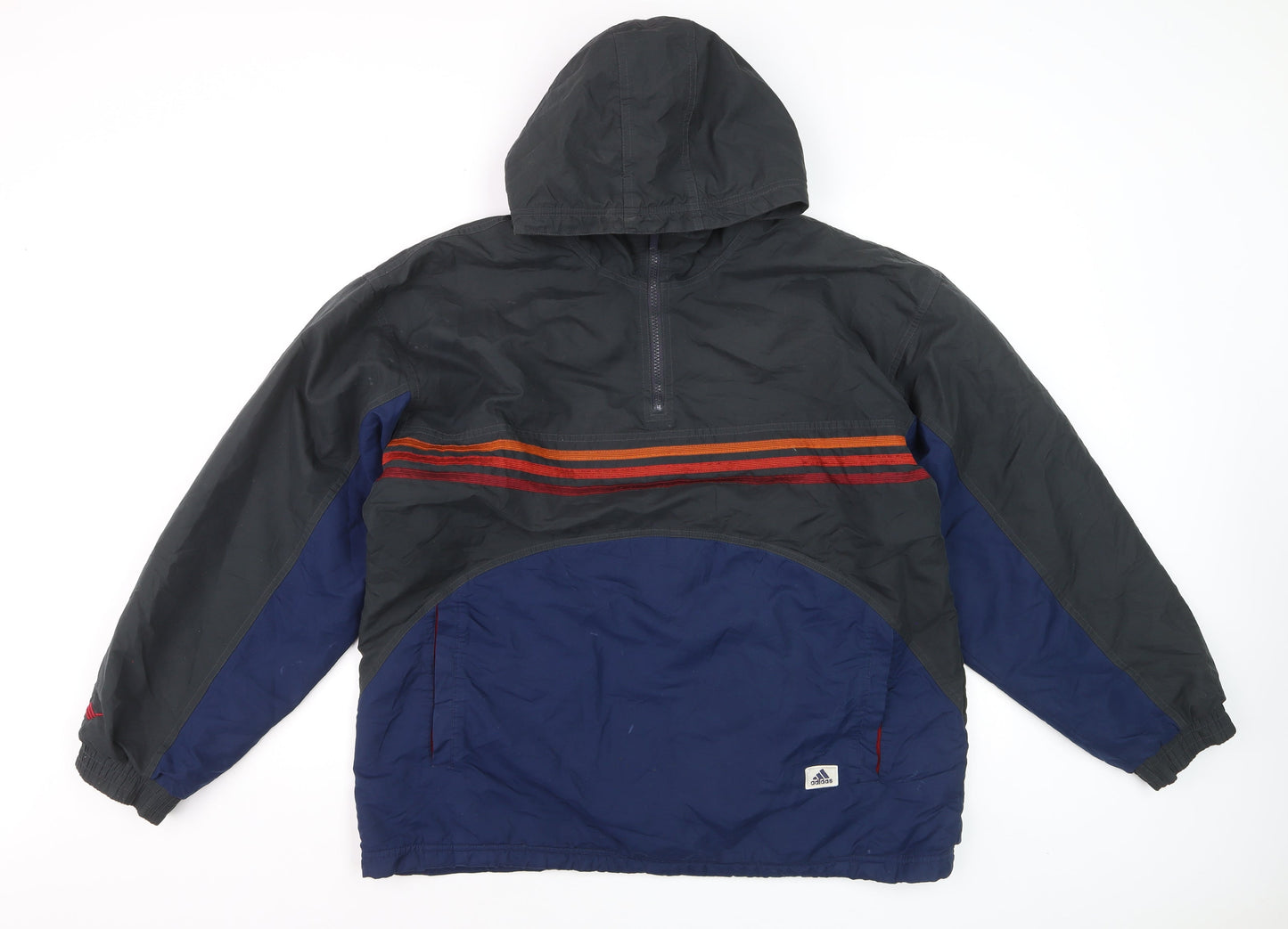 Adidas Mens Blue Retro Hooded Anorak Jacket Size M