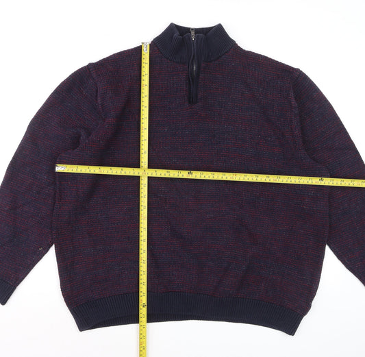 Marks and Spencer Men's Blue 3XL Cotton 1/2 Zip Jumper