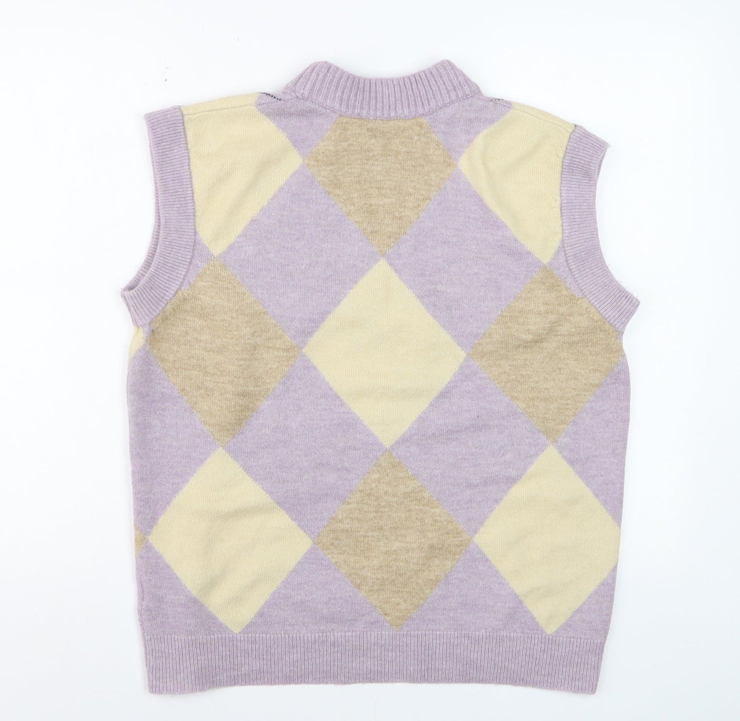 ASOS Women’s Multicoloured Argyle Sleeveless Mock Neck Knit Vest Size 12