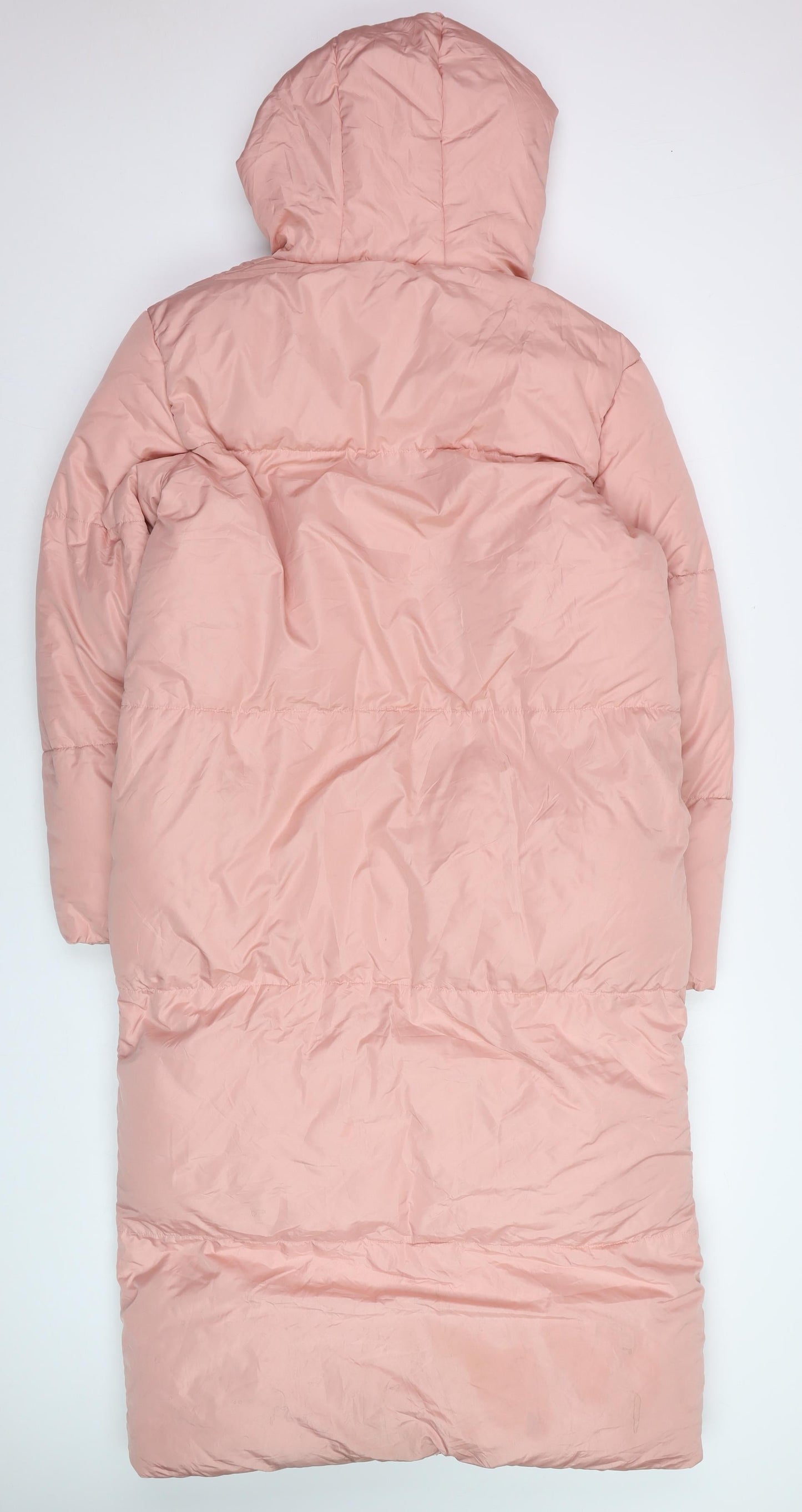Threadbare Women’s Pink Long Puffer Coat Size 10 Hooded Winter Jacket
