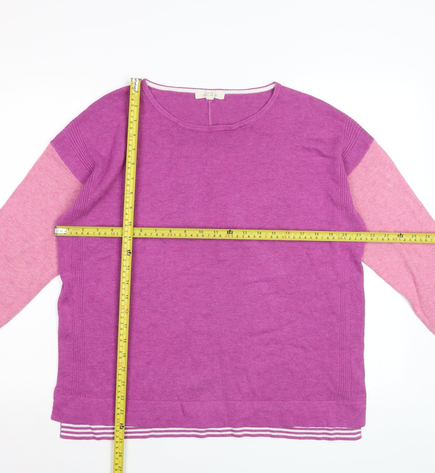 White Stuff Women's Purple Cotton Blend Crew Neck Jumper Size 14