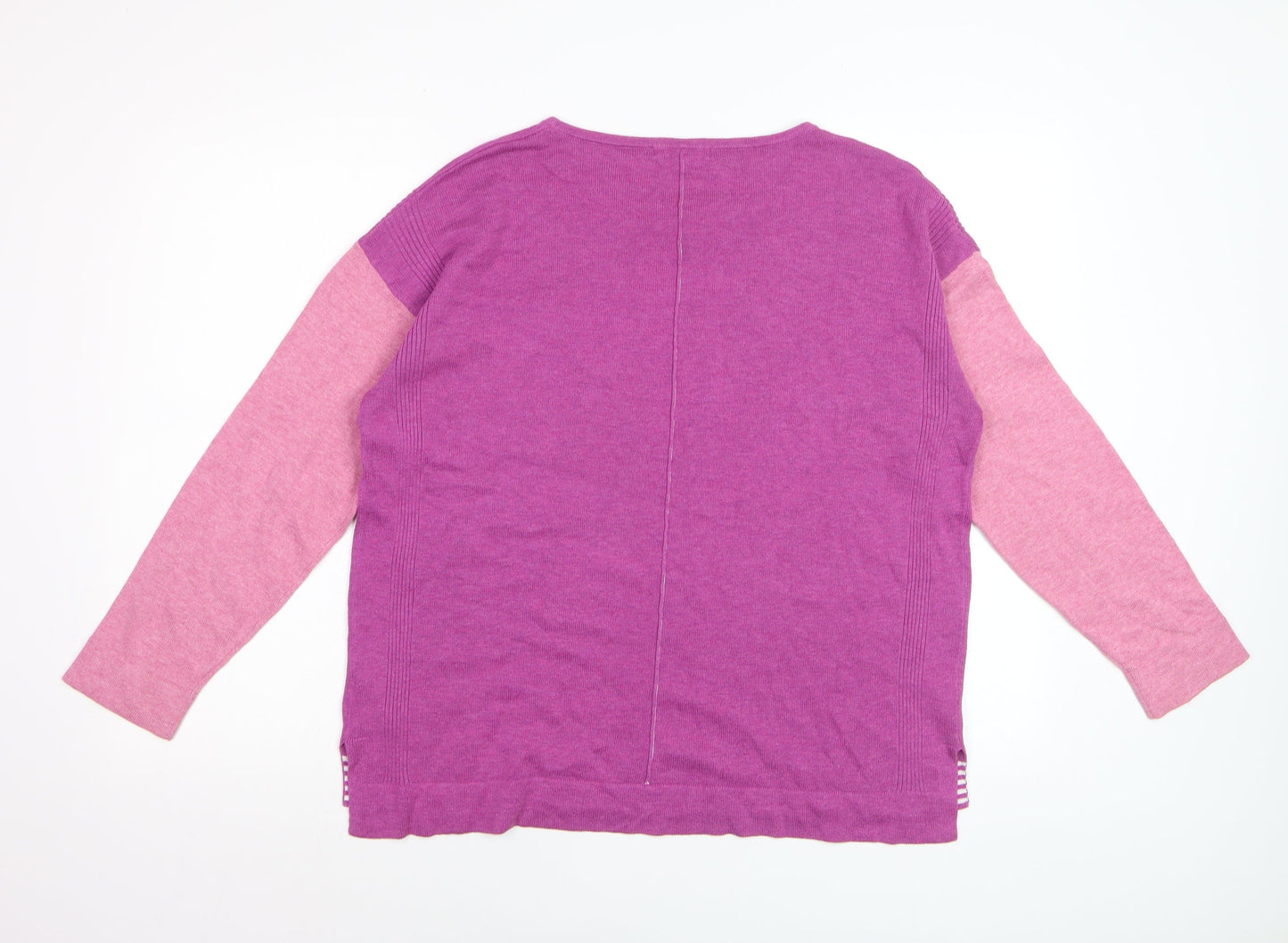 White Stuff Women's Purple Cotton Blend Crew Neck Jumper Size 14