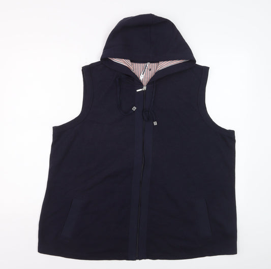 BM Women's Navy XL Sleeveless Full Zip Hoodie Vest
