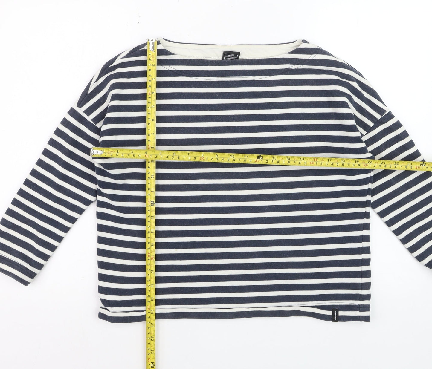 Finisterre Women's Blue Striped Organic Cotton Long Sleeve Top Size 8