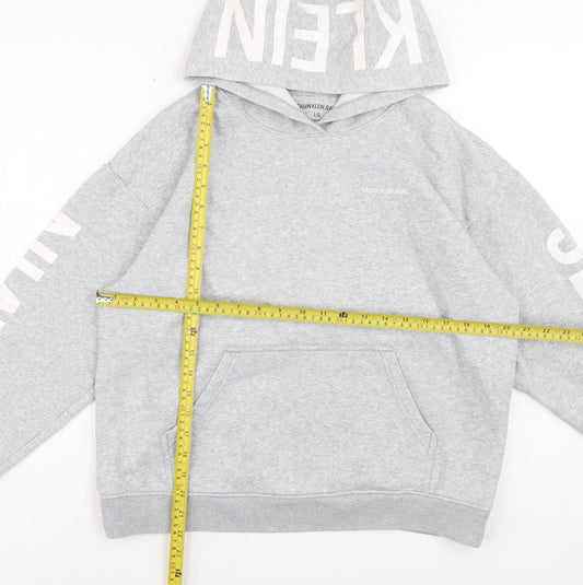 Calvin Klein Jeans Womens Grey Hoodie L Pullover Cotton Blend