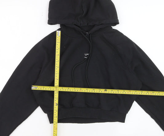 Gymshark Womens Black Cropped Pullover Hoodie Size M Cotton Blend
