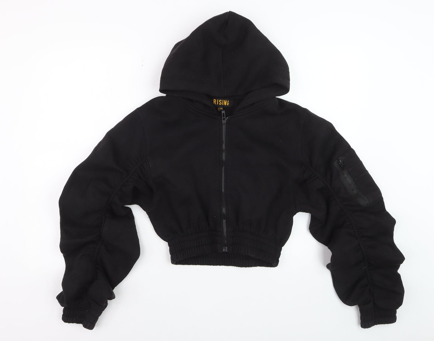Rising Women's Black Cropped Full Zip Hoodie S/M