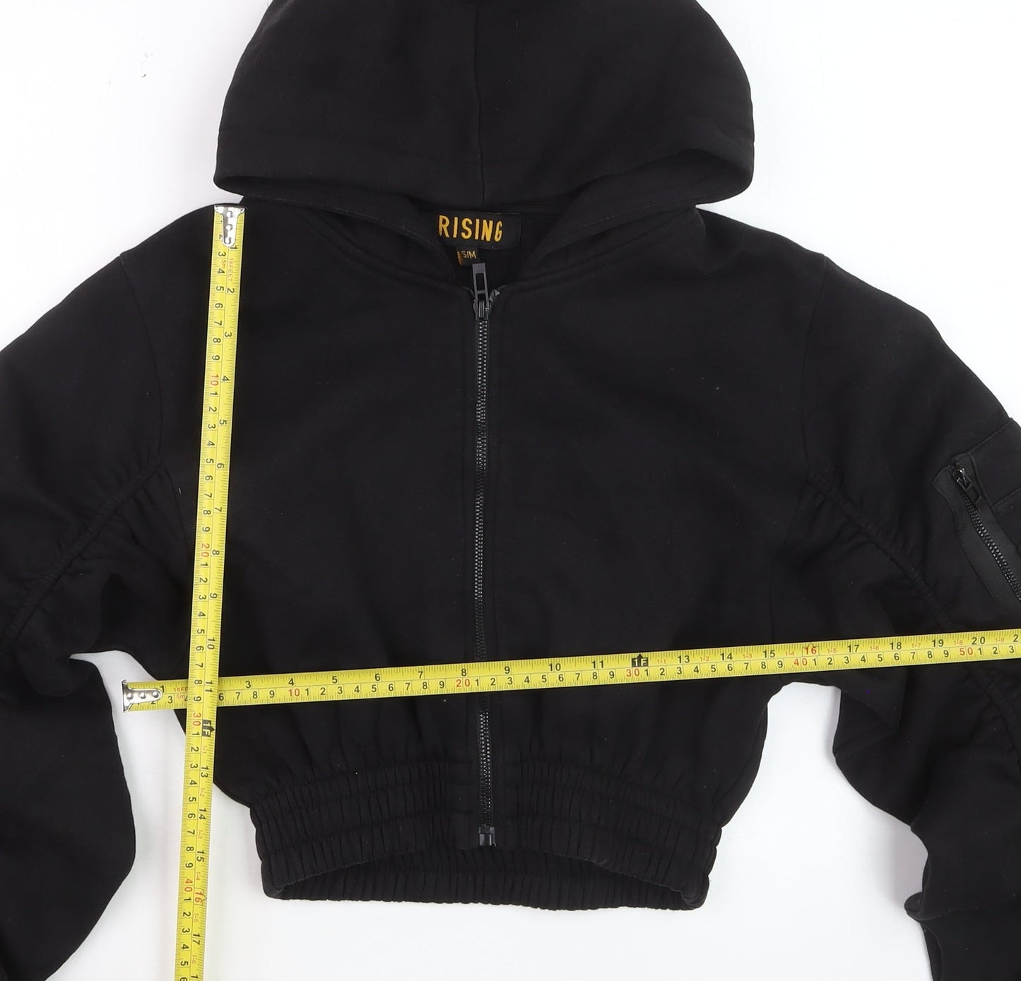 Rising Women's Black Cropped Full Zip Hoodie S/M
