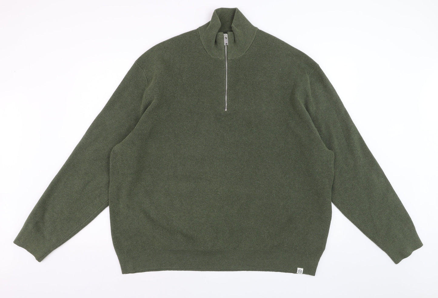 Marks and Spencer Men’s Green 4XL 1/2 Zip High Neck Jumper