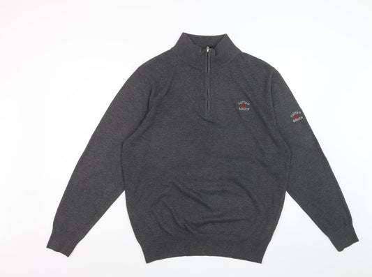 Cutter & Buck Men's Grey 1/2 Zip High Neck Polyester Jumper Size L