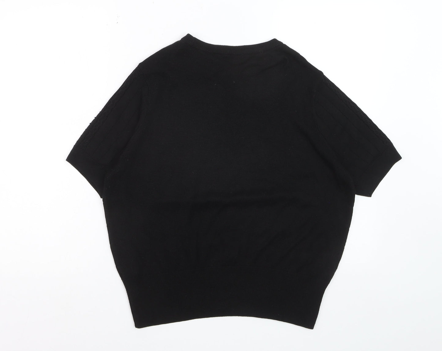 Marks and Spencer Women's Black Knit Short Sleeve Jumper Size 16