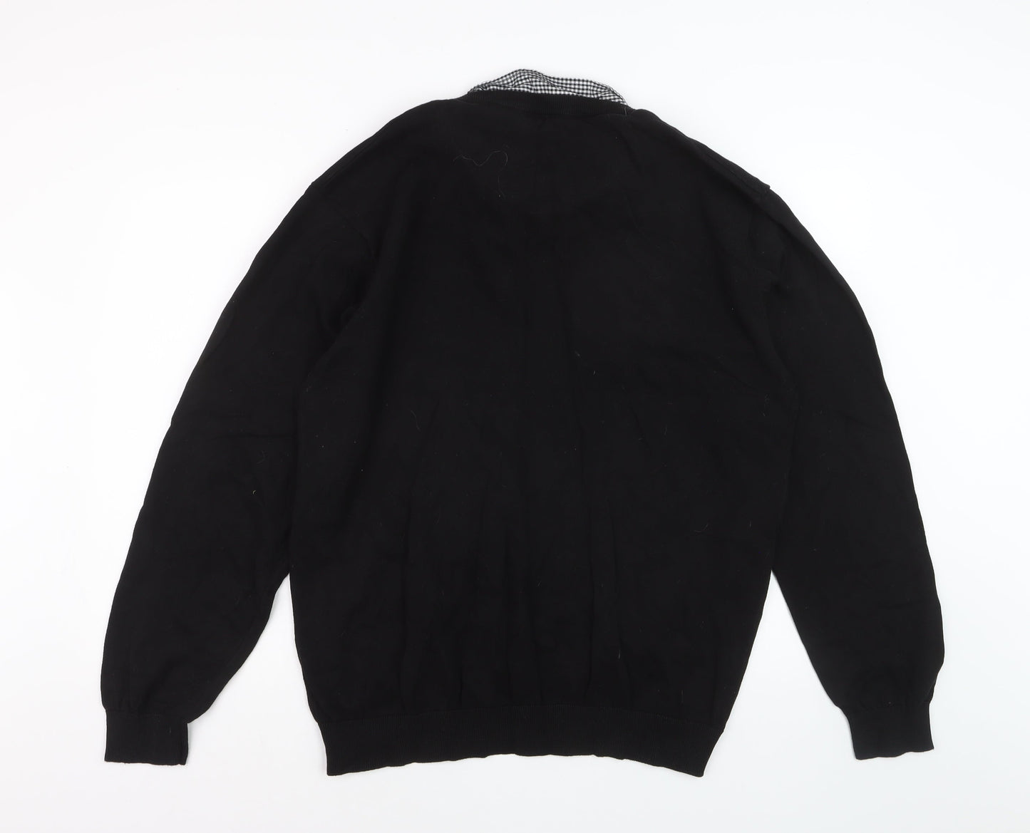 Pierre Cardin Men's Black 4XL V-Neck Cotton Pullover Jumper