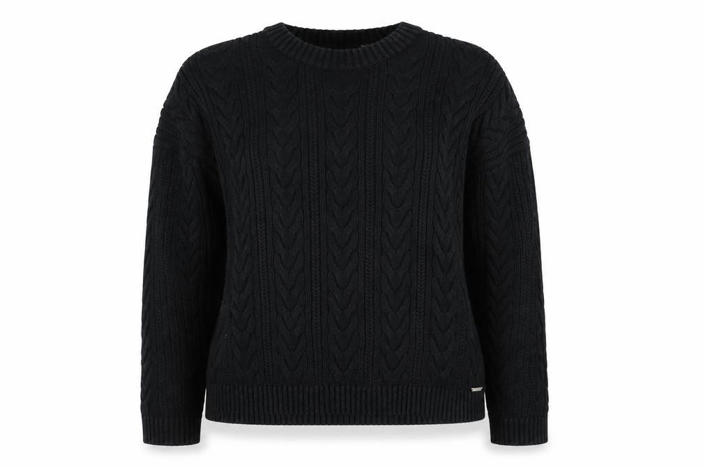 Superdry Womens Black Cable-Knit Cotton Jumper UK 10