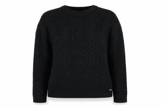Superdry Womens Black Cable-Knit Cotton Jumper UK 10